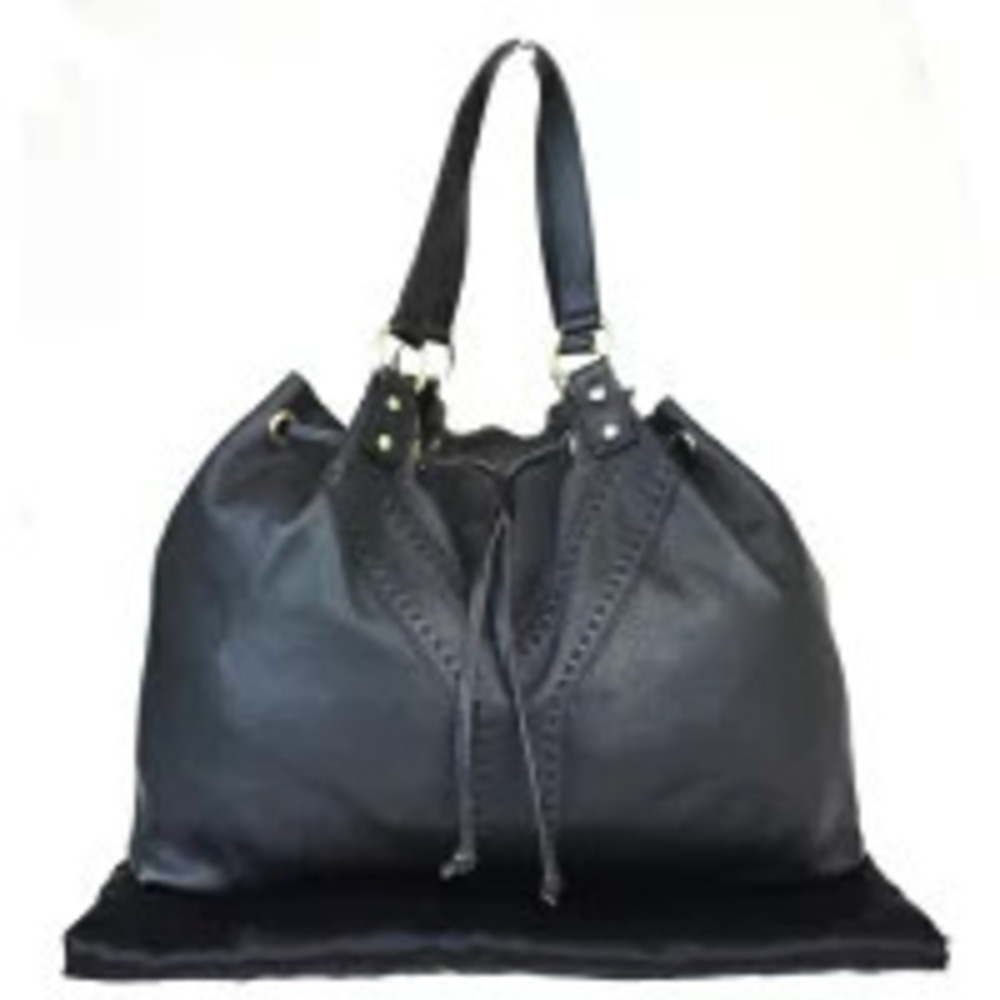 Saint Laurent Yves Sac Double Tote Bag Shoulder Reversible Black Leather